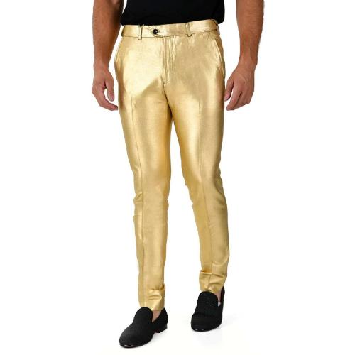 Barabas Metallic Gold Slim Fit Pants CP95